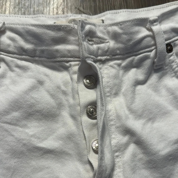 Free People We The Free White Distressed Jean Shorts Frayed Hem - Picture 3 of 6